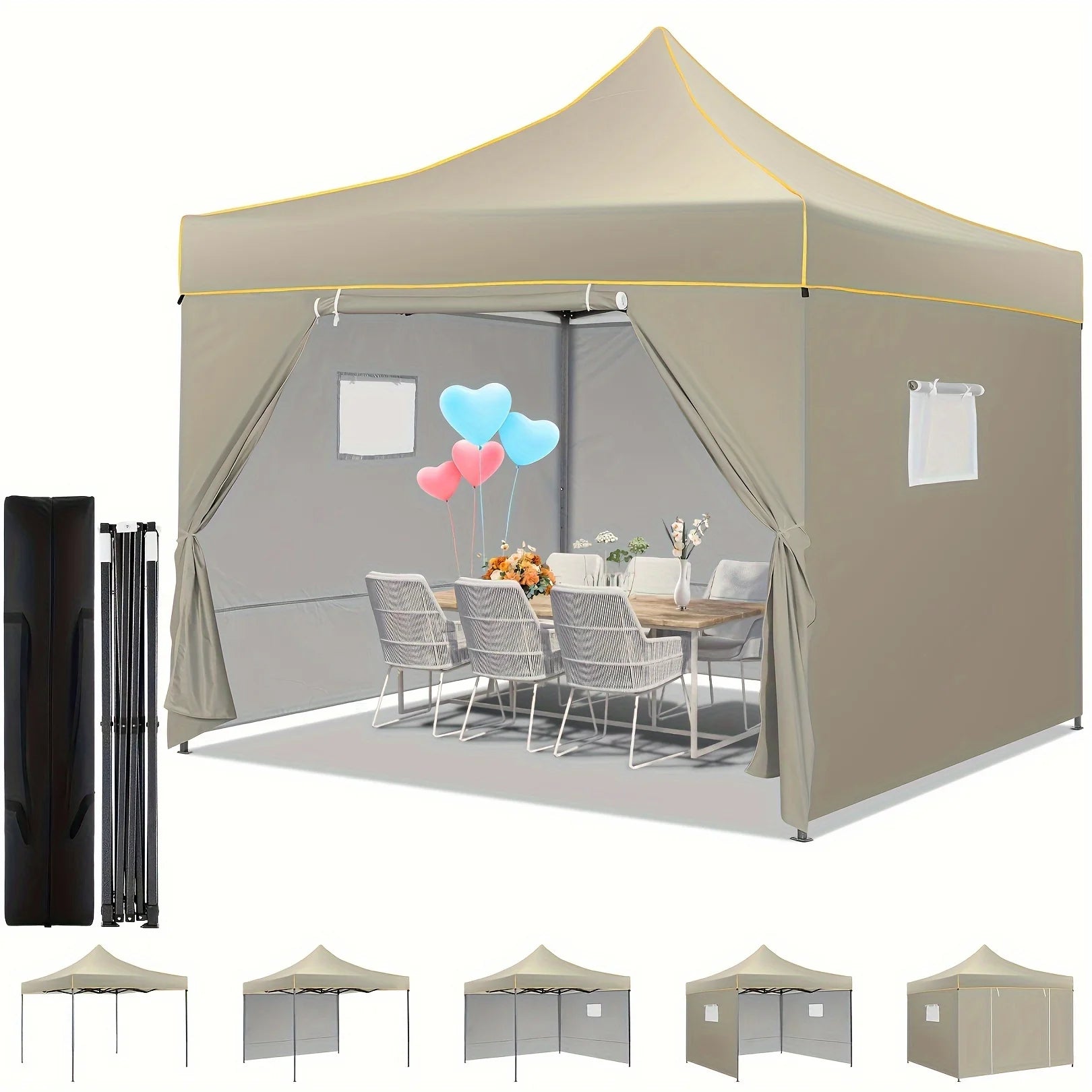 10x10 Pop Up Canopy Tent Commercial Heavy Duty Instant Canopy with 4 Sidewalls UV 50 Plus Silver Coated Waterproof Vendor Tent - Get Outside Today 25