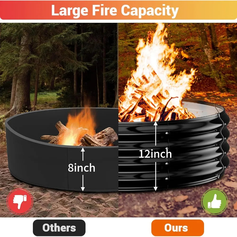 36 Inch Heavy Duty Round Wood Burning Pit With 12 Inch Frame