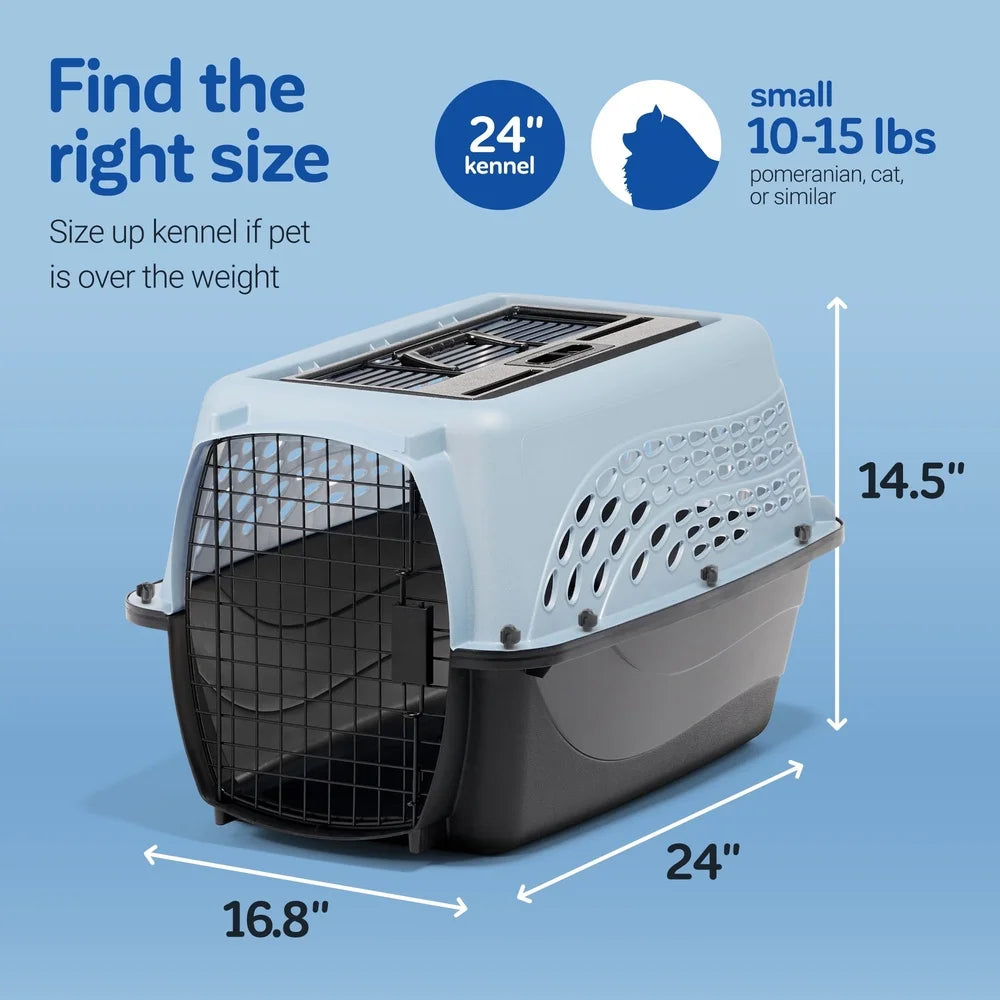 Medium Two Door Plastic Cat Dog Carrier With Secure Latch And Ventilation