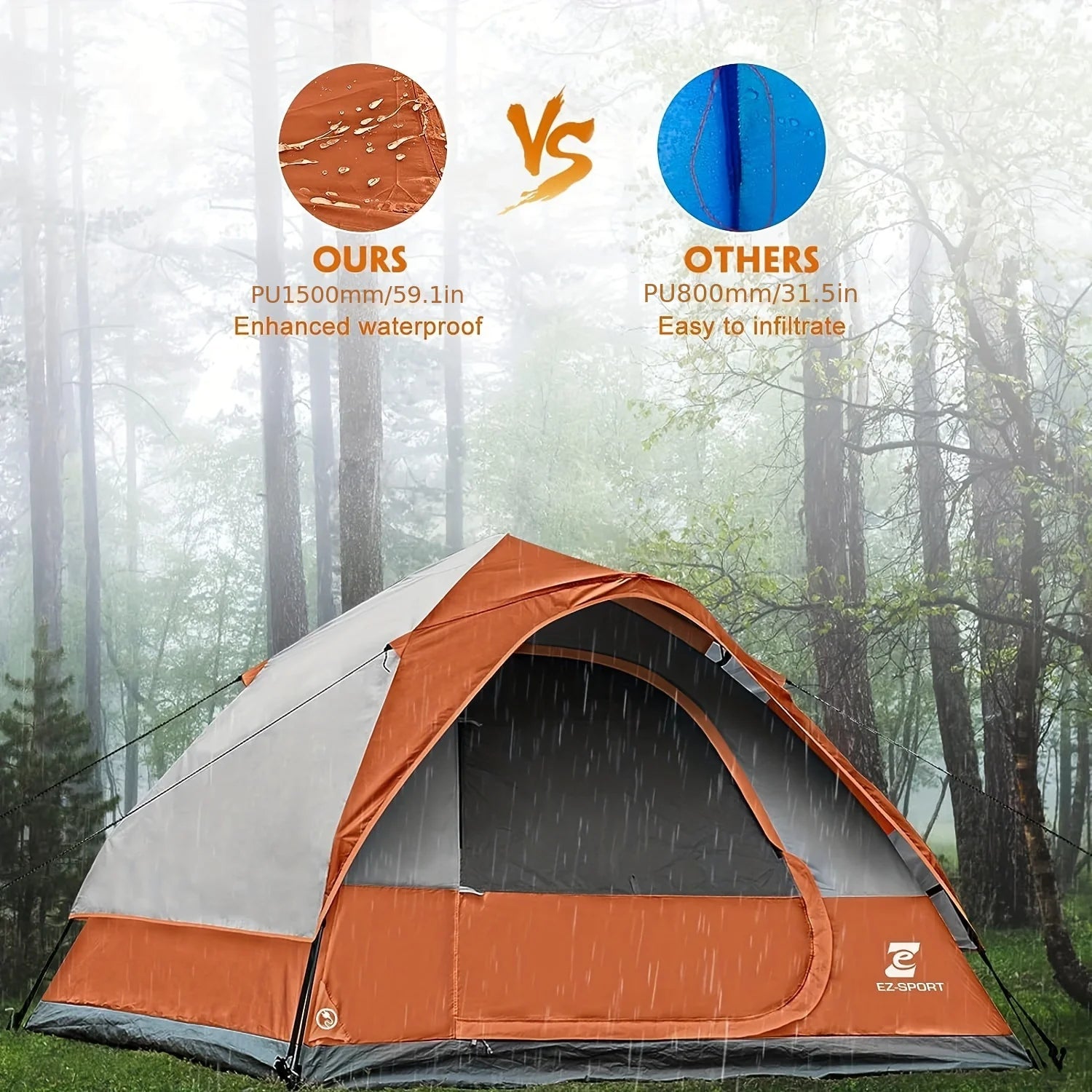 Pop Up Camping Tent For 4 People Instant Setup Removable Rain Waterproof - Get Outside Today 25
