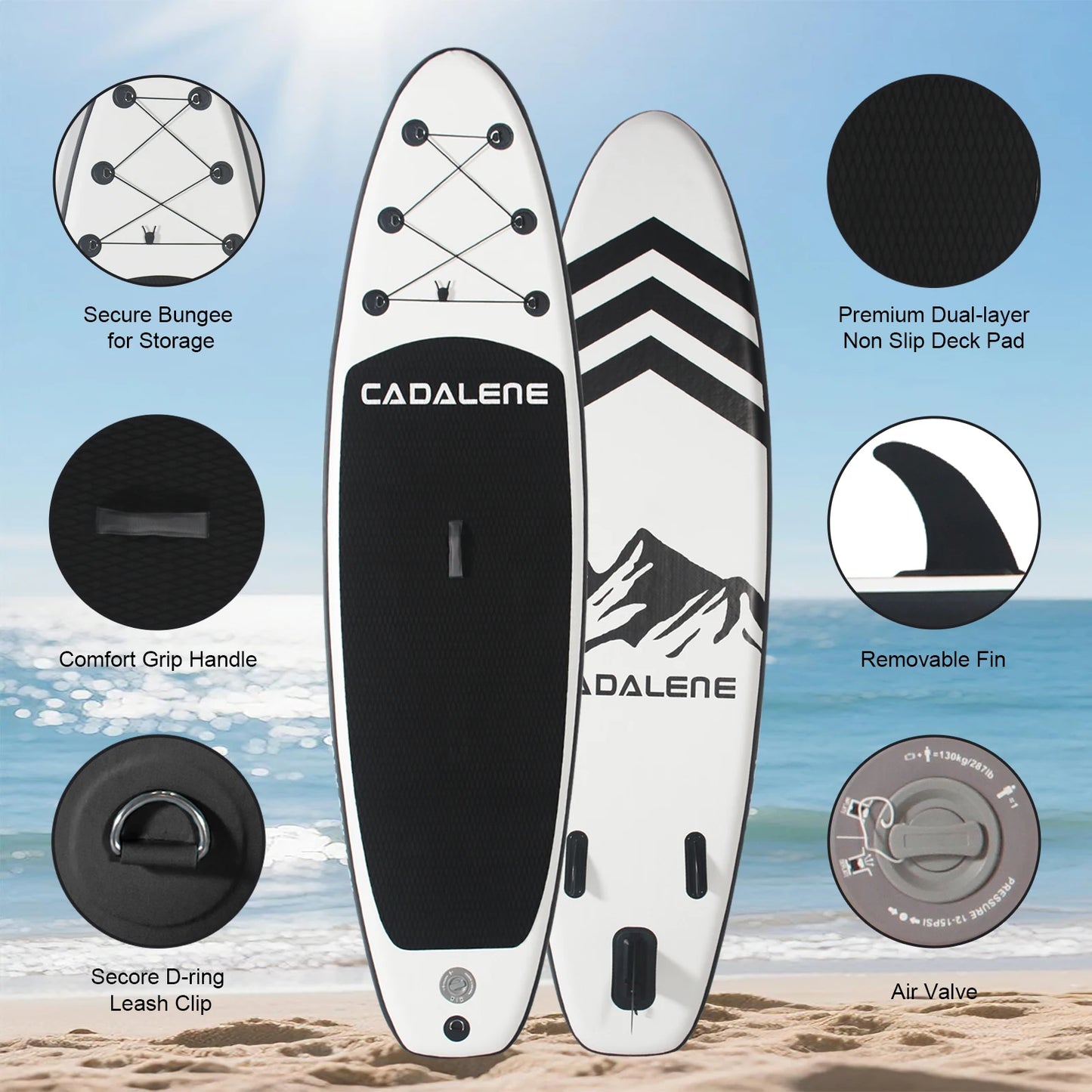 CADALENE Inflatable Stand Up Paddle Board Anti Slip Deck