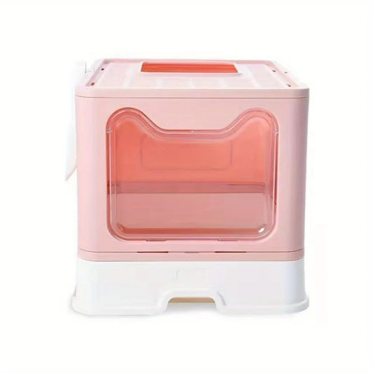Collapsible Litter Pan with Lid Enclosed Litter Pan Top Entry Splash Proof Cat Toilet Easy to Clean with Litter Scoop