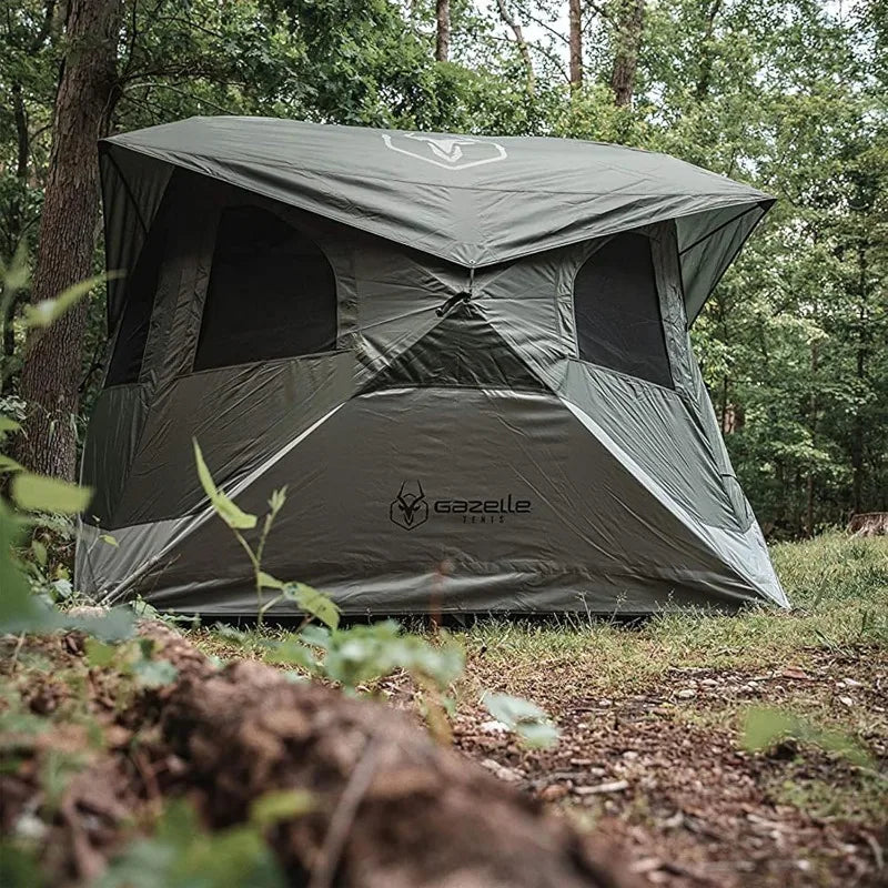 Gazelle Tents T4 Hub Tent Waterproof UV Resistant Easy 90 Second Set Up Removable Floor Ample Storage Options 4 Person