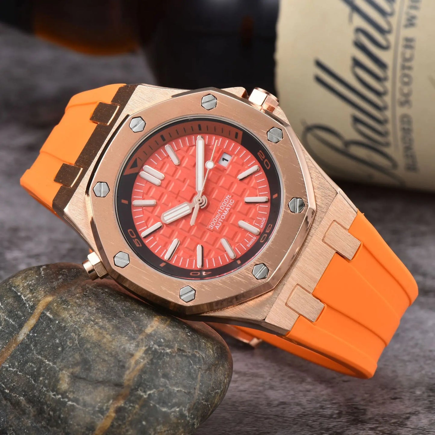 2025 Men's Luxury Quartz Watch Silicone Strap Sapphire Crystal Waterproof 100M Luminous Date Display Business Casual