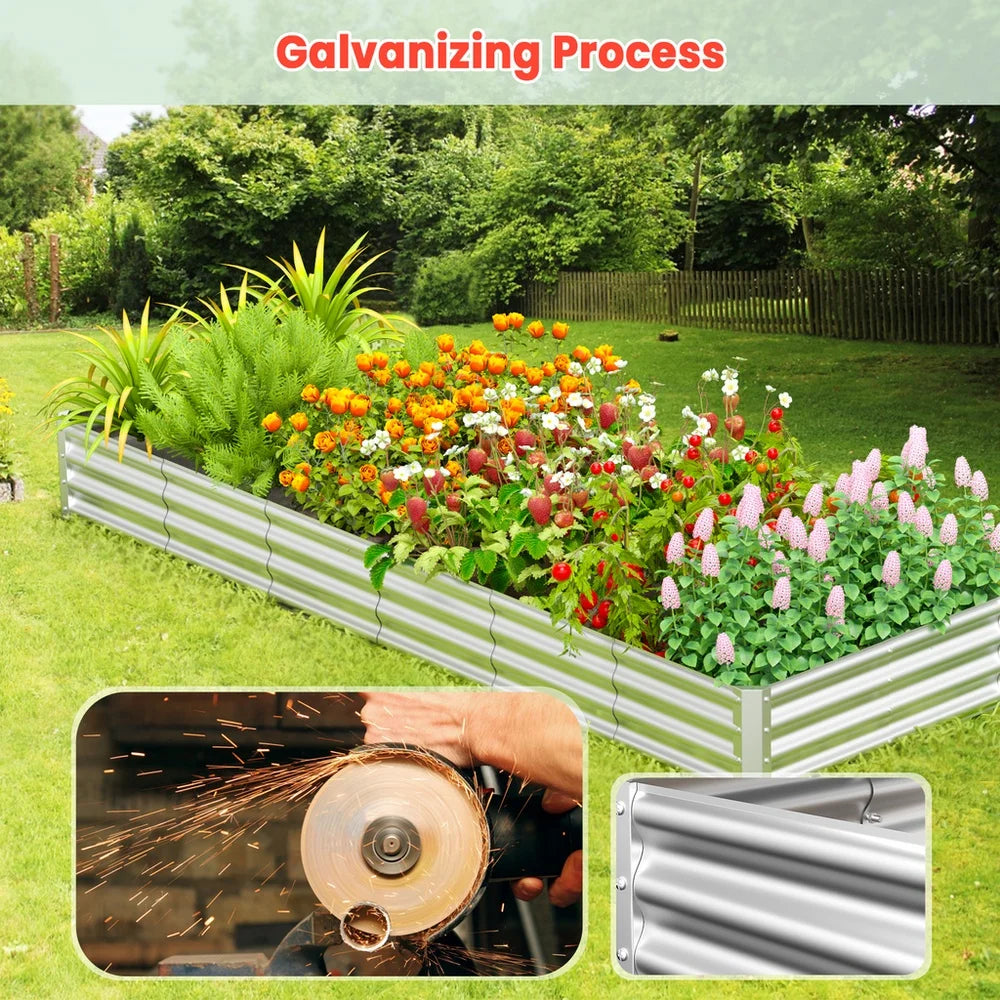 Galvanized Raised Garden Bed 9x3ft and 3x3ft 2 Pack Metal Planter Box for Vegetables and Flowers Easy Assembly Durable for Outdoor Use