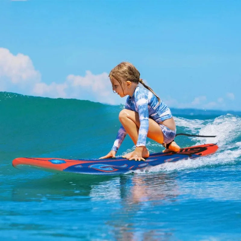 GYMAX Surfboard, 6FT Stand Up Paddle Board with Removable Fins & Safety Leash, Lightweight Non-Slip Paddle Board for Teenagers