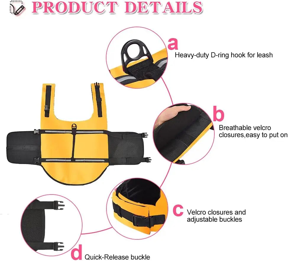 Ripstop Reflective & Adjustable Life Jacket for Dogs with Rescue Handle for Swimming - Get Outside Today 25