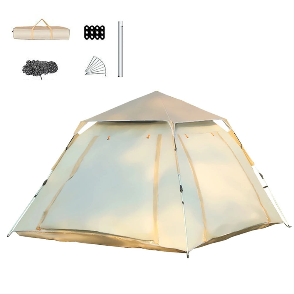 Easy Pop Up Camping Tent Waterproof Two Doors Auto Opening