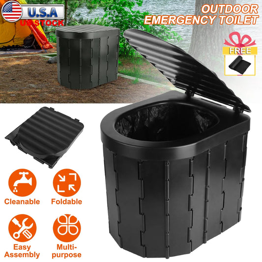 Portable Travel Bucket Toilet Seat Folding Toilet with Lid Camping Toilet Emergency Use Car Toilet