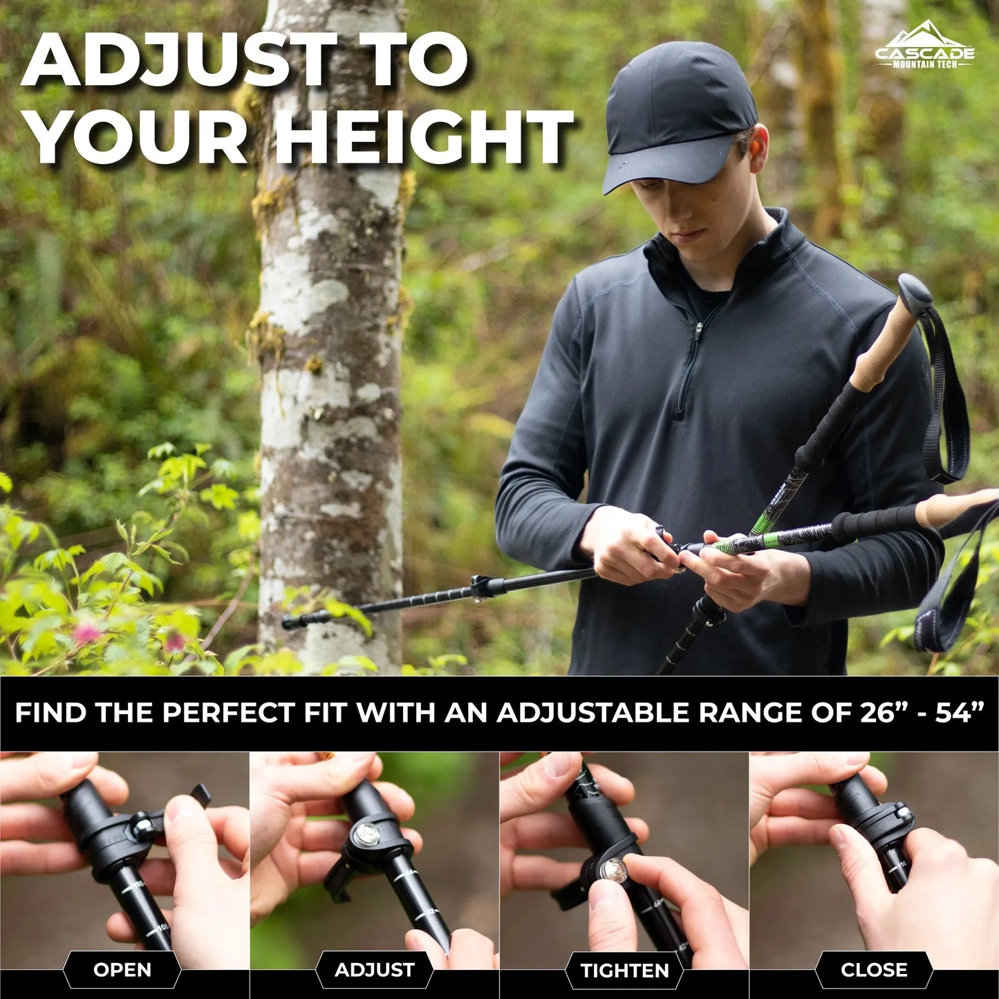 Carbon Fiber Quick Lock EVA Grip Trekking Poles 54 Inch