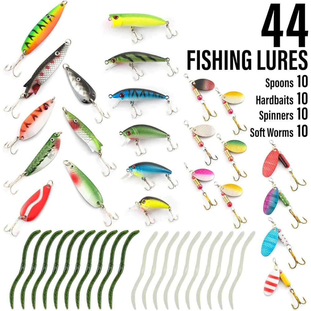 Fishing Rod and Reel Combos 125-Pieces Telescopic Set