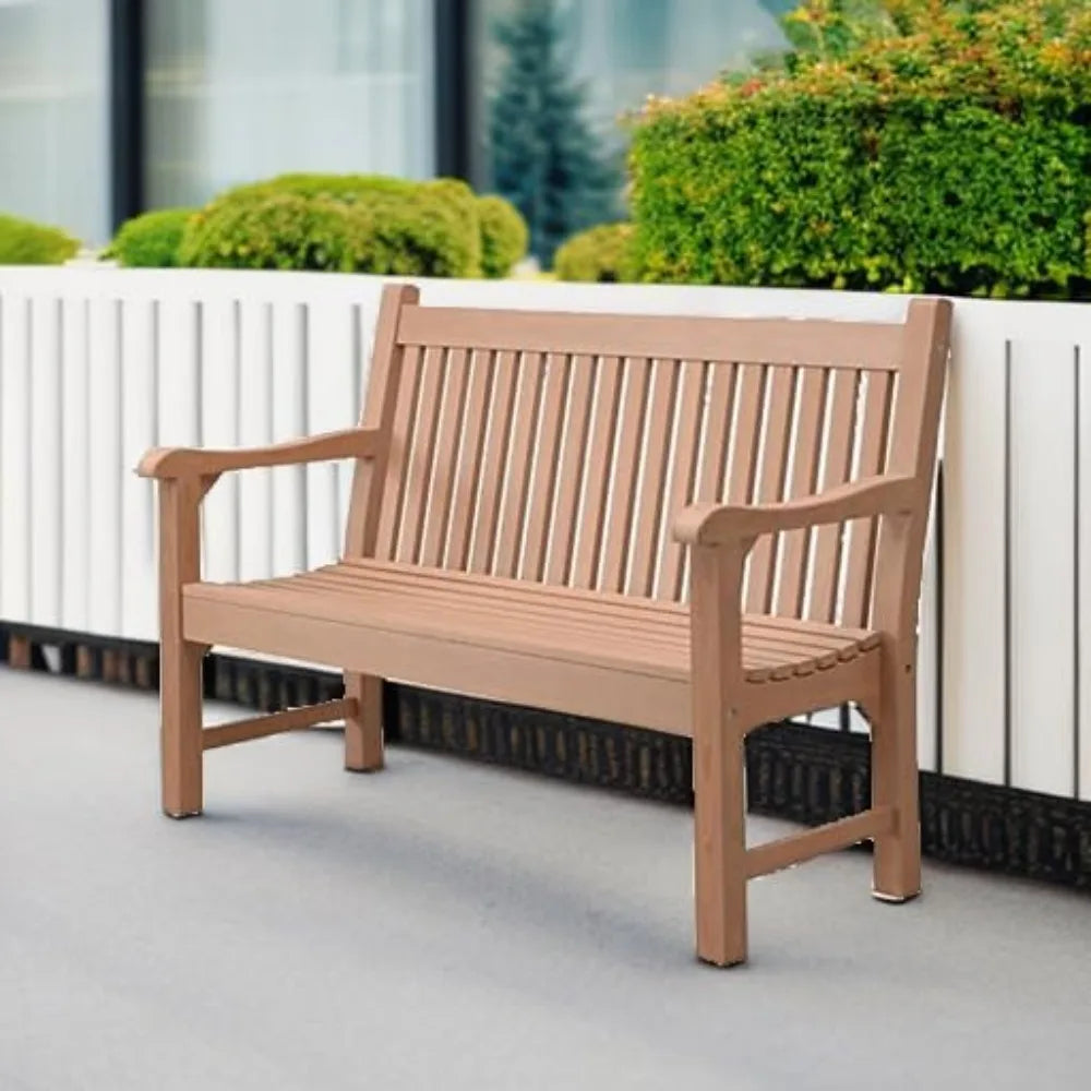 Psilvam 2 Person Poly Lumber Outdoor Bench with 700 Pounds Weight Capacity Weatherproof Garden Seating for Balcony Porch and Park