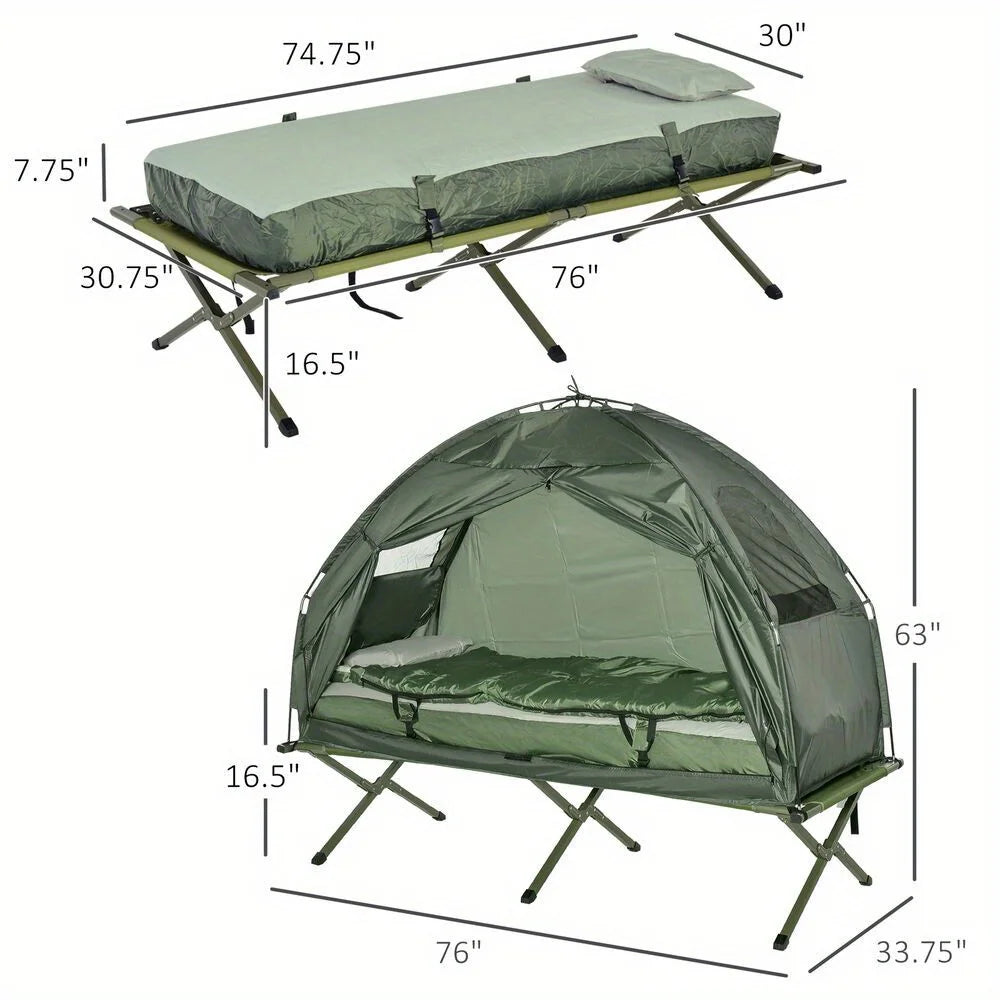 Outdoor 1-Person Folding Tent Elevated Camping Cot With Air Mattress Sleeping Bag - Get Outside Today 25