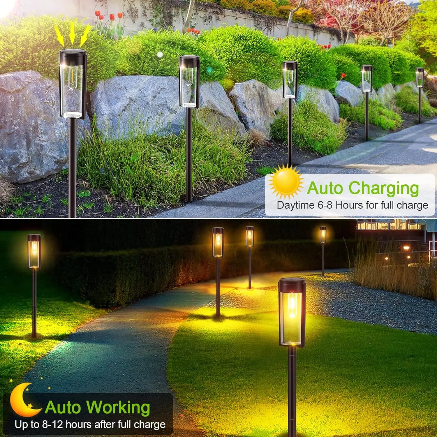 6/12 Pack Solar Pathway Lights Outdoor Auto On/Off Landscape - Get Outside Today 25