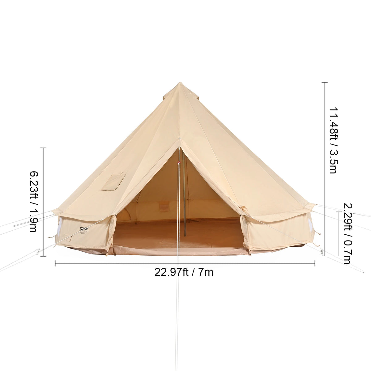 4 Seasons Canvas Bell Tent For Camping With Chimney Vent