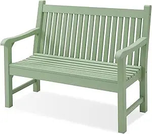 Psilvam 2 Person Poly Lumber Outdoor Bench with 700 Pounds Weight Capacity Weatherproof Garden Seating for Balcony Porch and Park