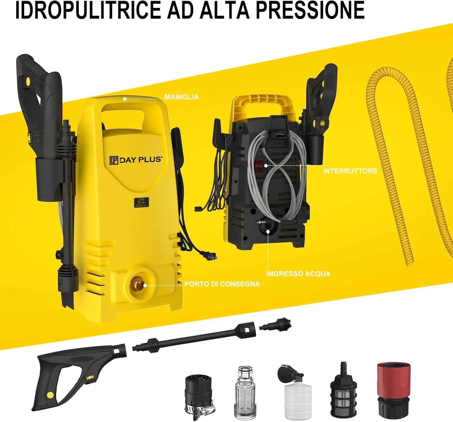 DayPlus 1600W Electric High Pressure Washer 120 Bar 380 L Per Hour With 7m Hose - Get Outside Today 25