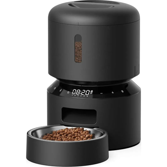 Automatic Cat Feeder and Dog Food Dispenser with Freshness Preservation Timed Pet Feeders for Dry Food Dual Power Supply