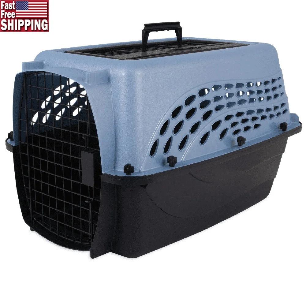 Medium Two Door Plastic Cat Dog Carrier With Secure Latch And Ventilation