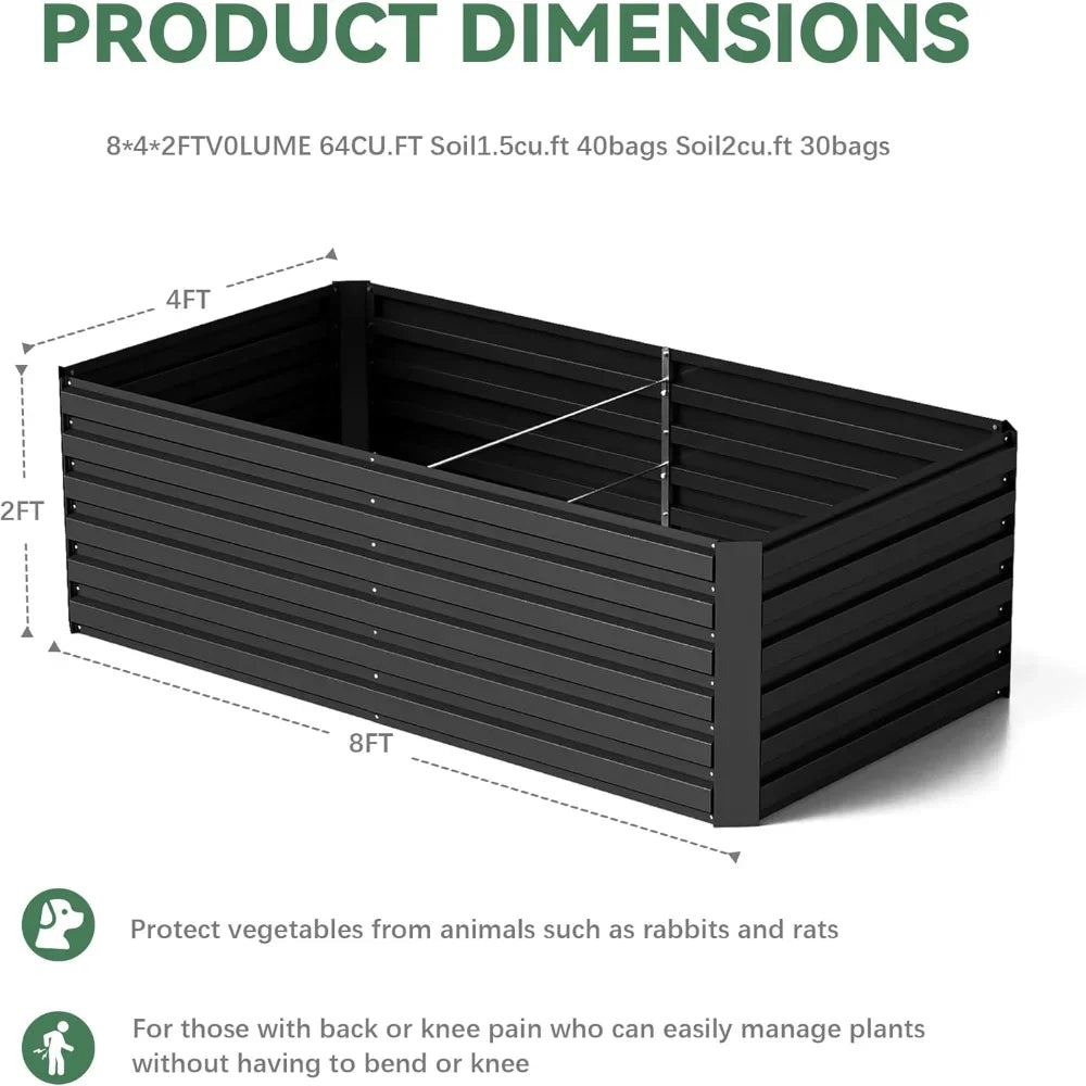 Galvanized Raised Garden Bed Deep Root Planter Box Outdoor for Vegetables Flowers Herbs Large Heavy Metal Planter with Drainage Hole