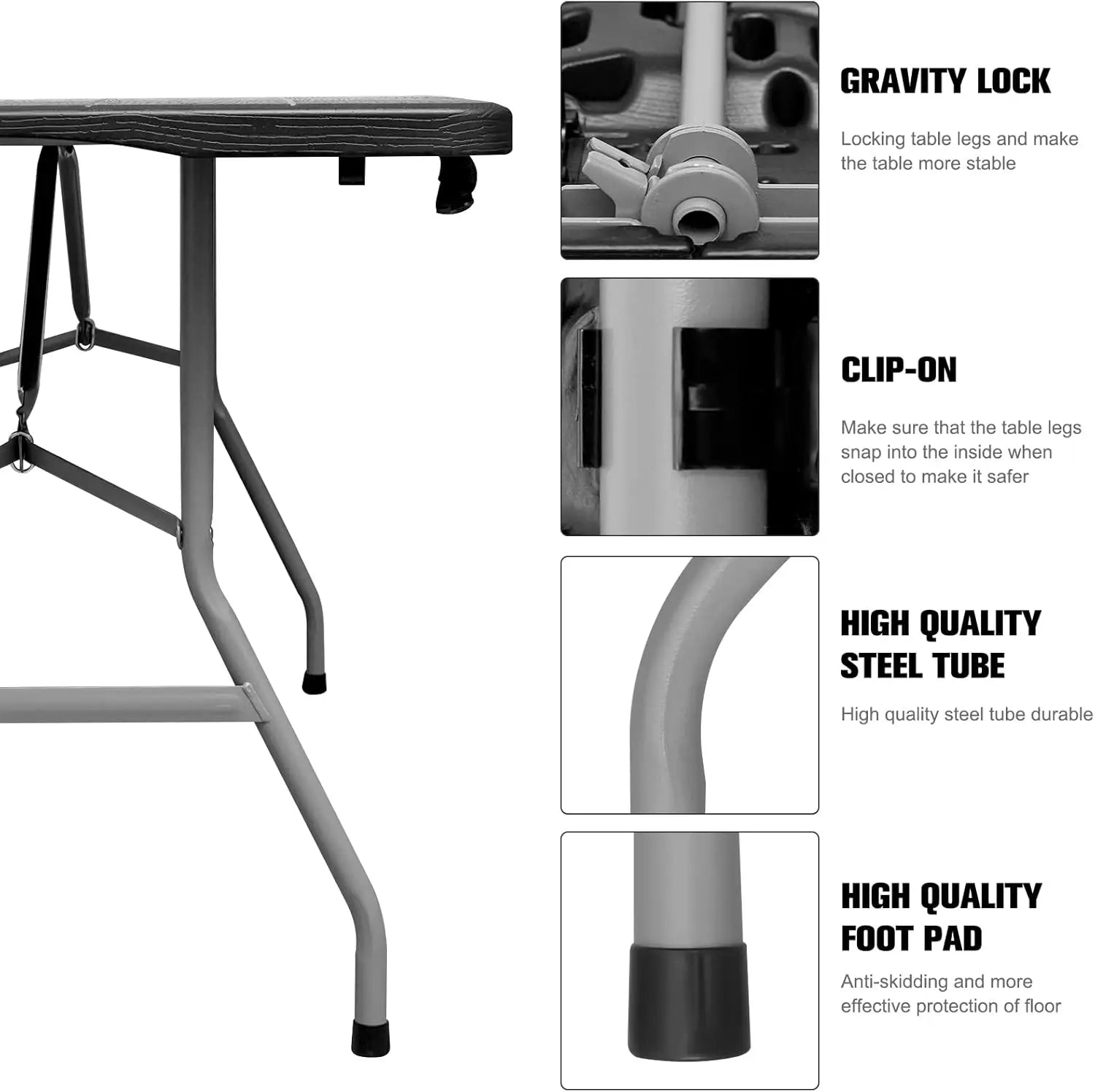Table 6ft Portable Heavy Duty Plastic Fold-in-Half Utility Dining Table Indoor Outdoor - Get Outside Today 25