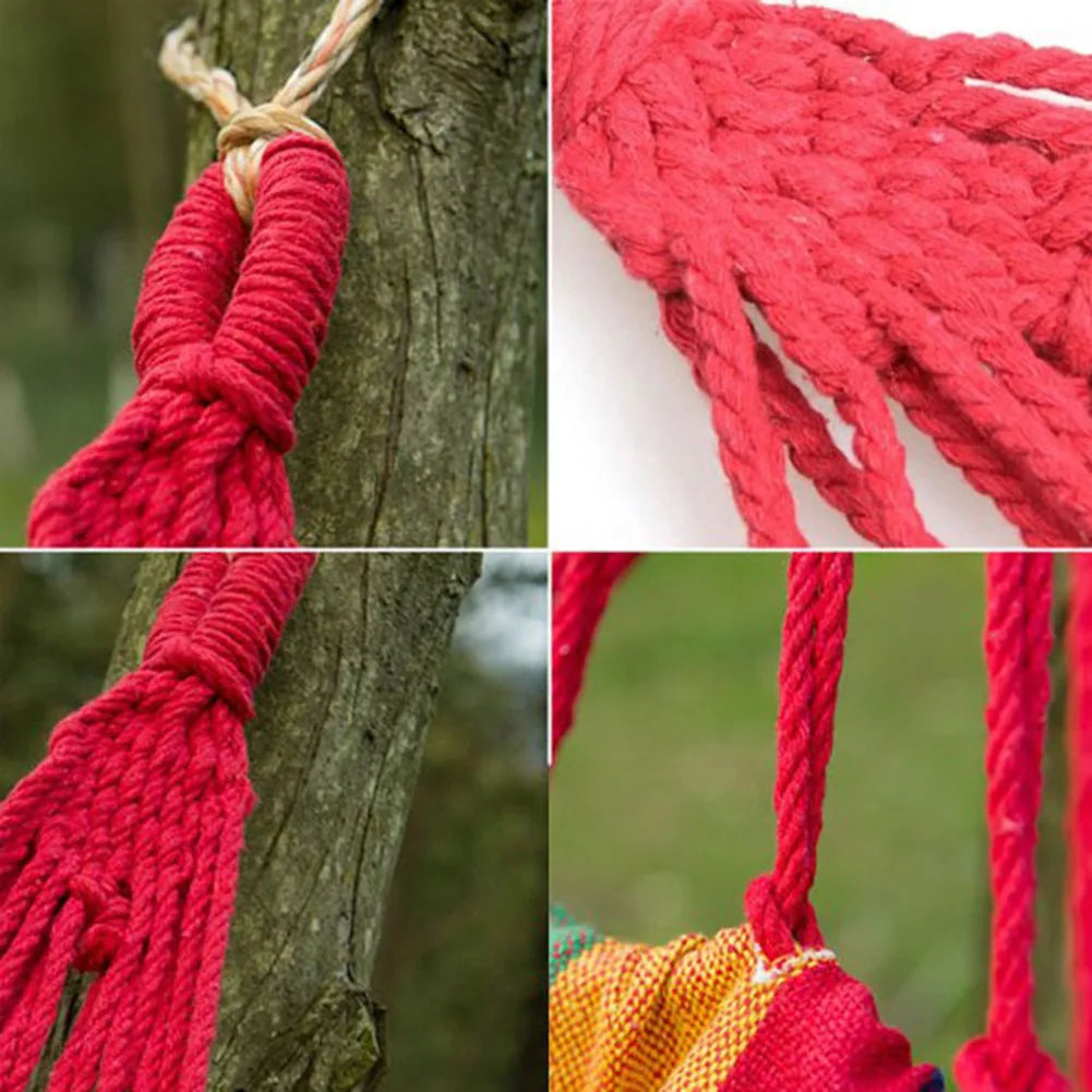 Two Person Fabric Hammock With Tree Straps Carry Bag