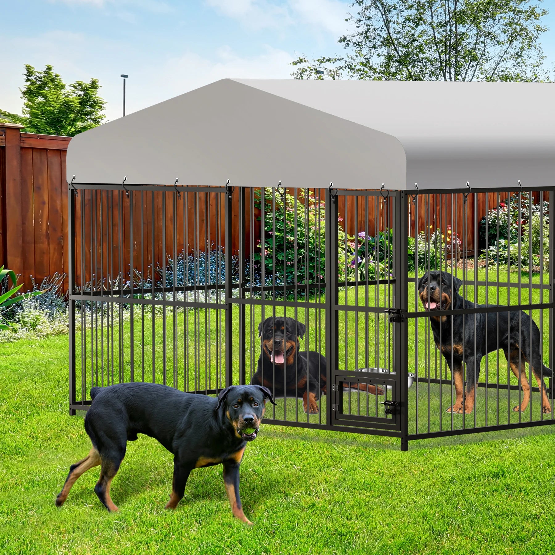 Outdoor Dog Kennel 10x10x6ft Heavy Duty Cage With Roof - Get Outside Today 25