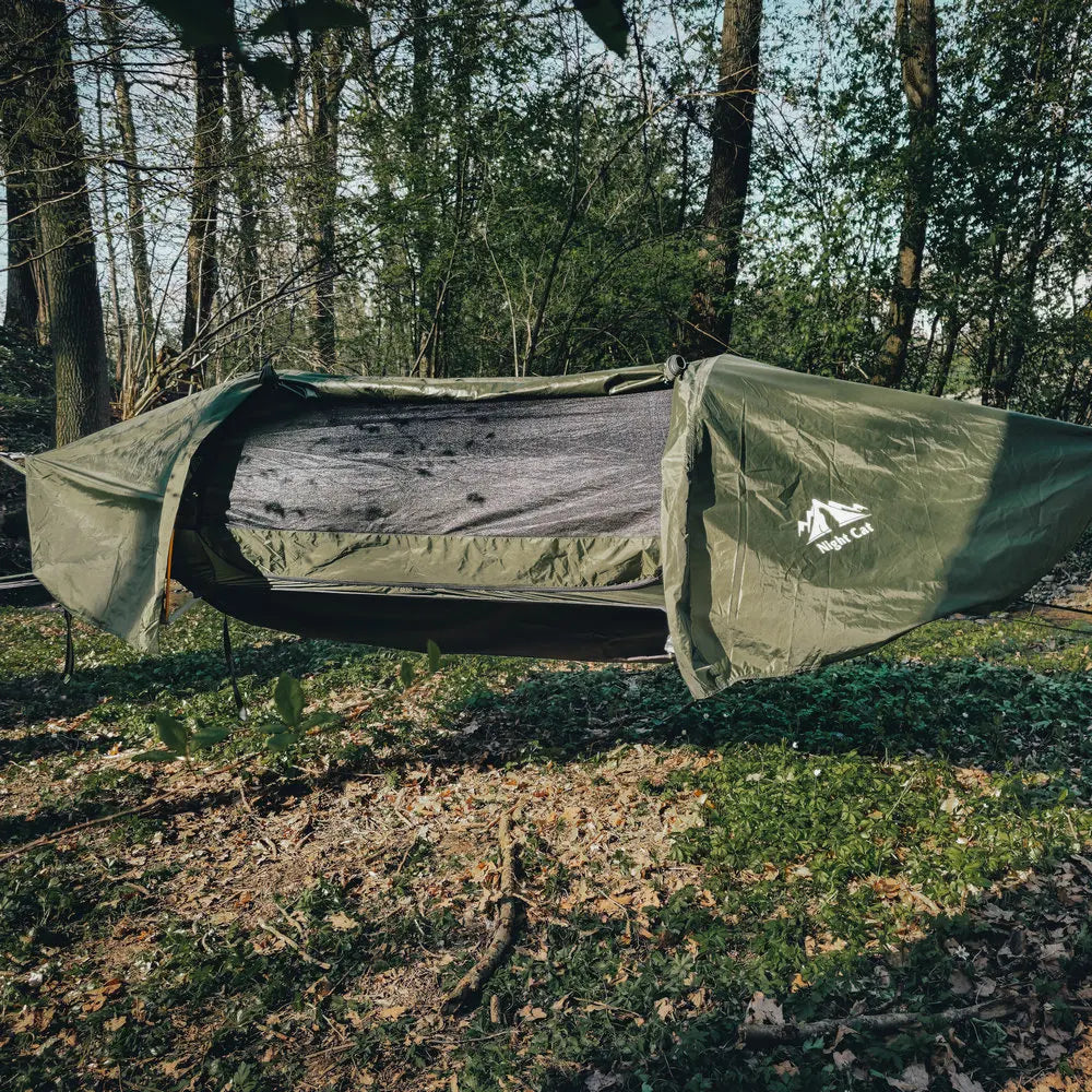 Night Cat Flat Lay Hammock Tent with Mosquito Net Waterproof Rainfly and Storage Room