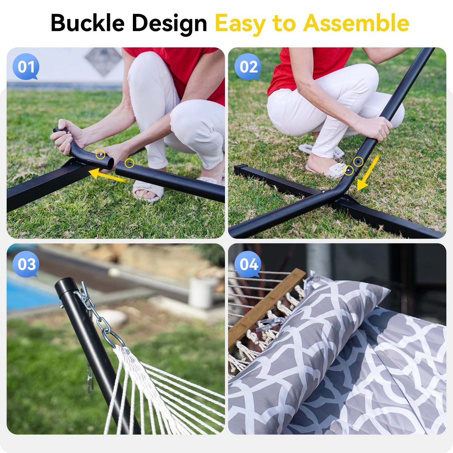 Heavy Duty Outdoor Hammock With Steel Stand Detachable