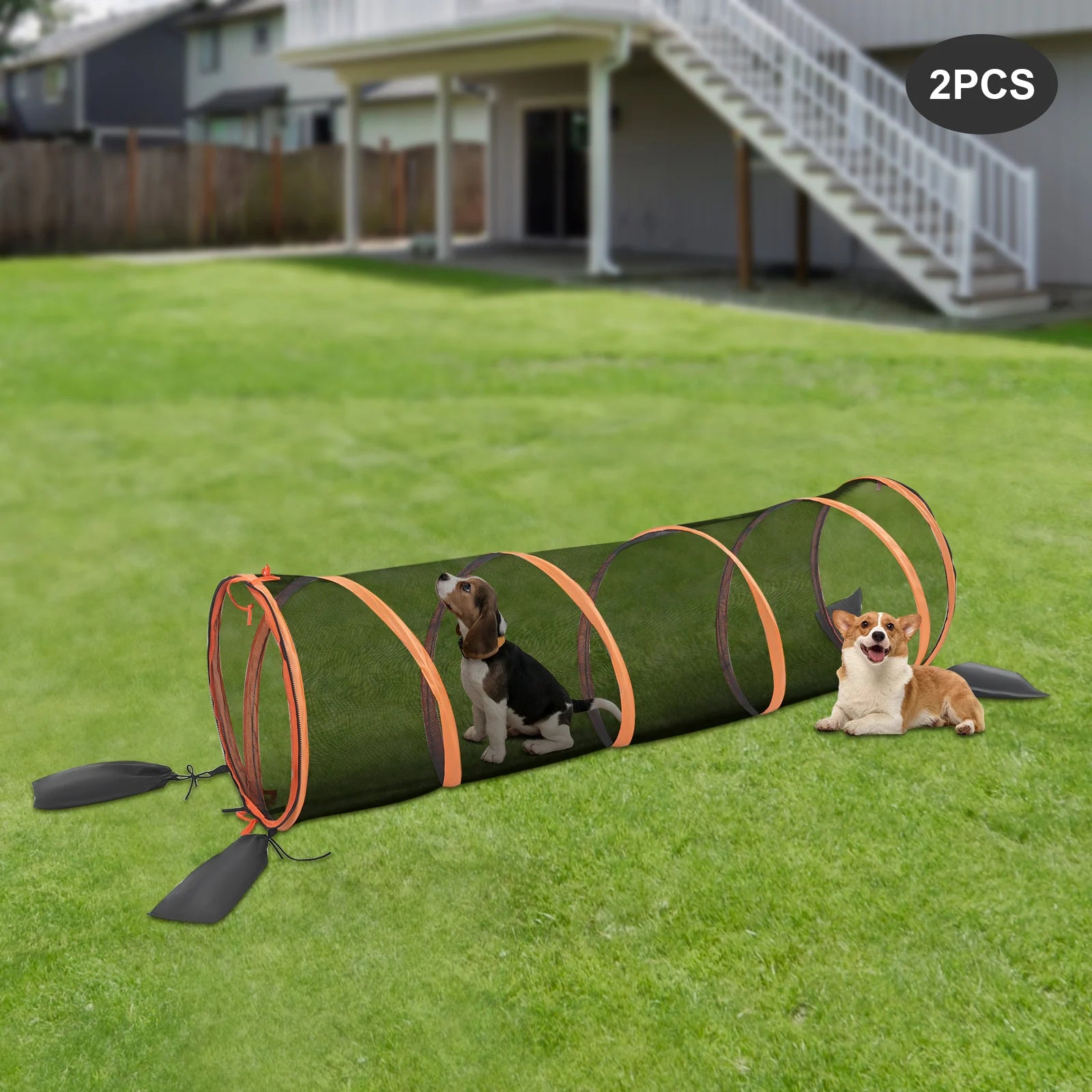 2pcs Foldable Cat Play Tunnel and House Mesh Channel for Cats and Small Dogs Hole Drilling Game - Get Outside Today 25