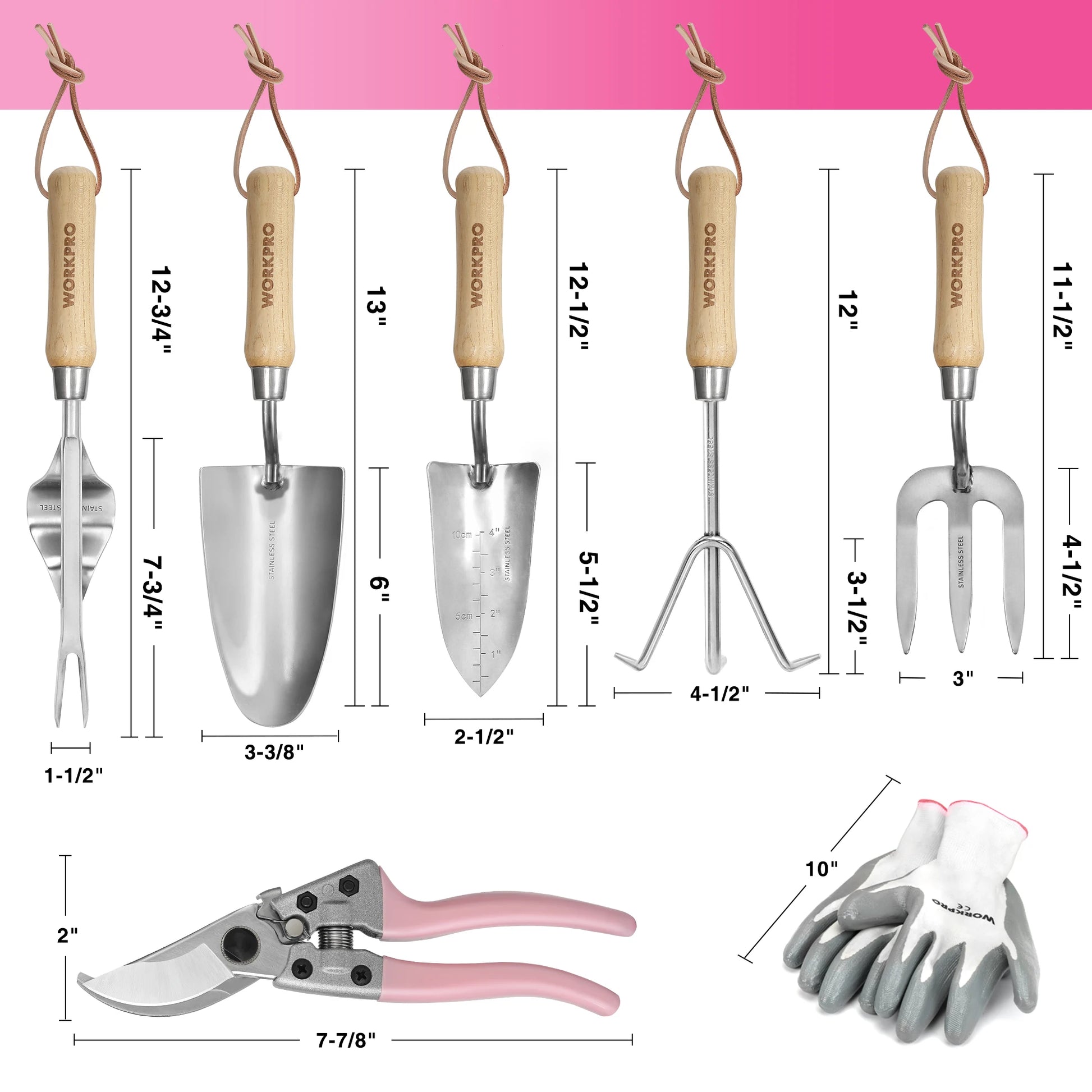 WORKPRO 8-Piece Pink Garden Tool Set with Tote and Gloves - Get Outside Today 25