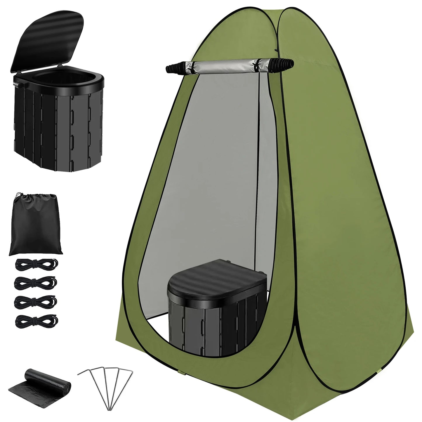 Camping Toilet with 1.5m Pop Up Privacy Tent Large Portable Toilet Potty for Adults Outdoor Camping Shower Changing Room