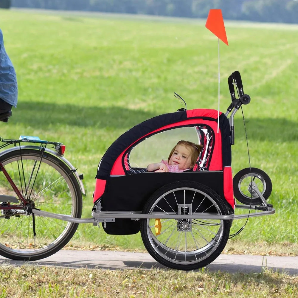 Elite 360 Swivel Bike Trailer for Kids Double Child Two Wheel Bicycle Cargo Trailer with Two Security Harnesses