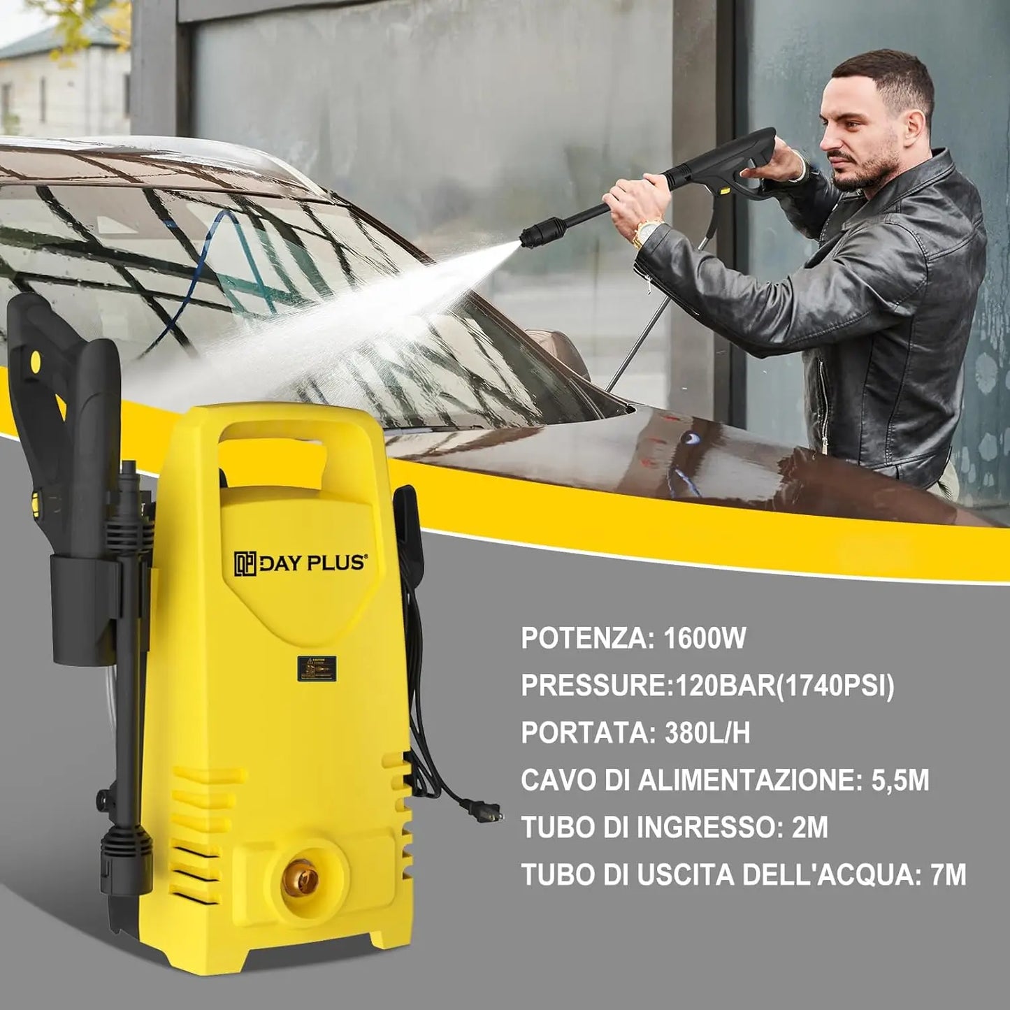 DayPlus 1600W Electric High Pressure Washer 120 Bar 380 L Per Hour With 7m Hose - Get Outside Today 25