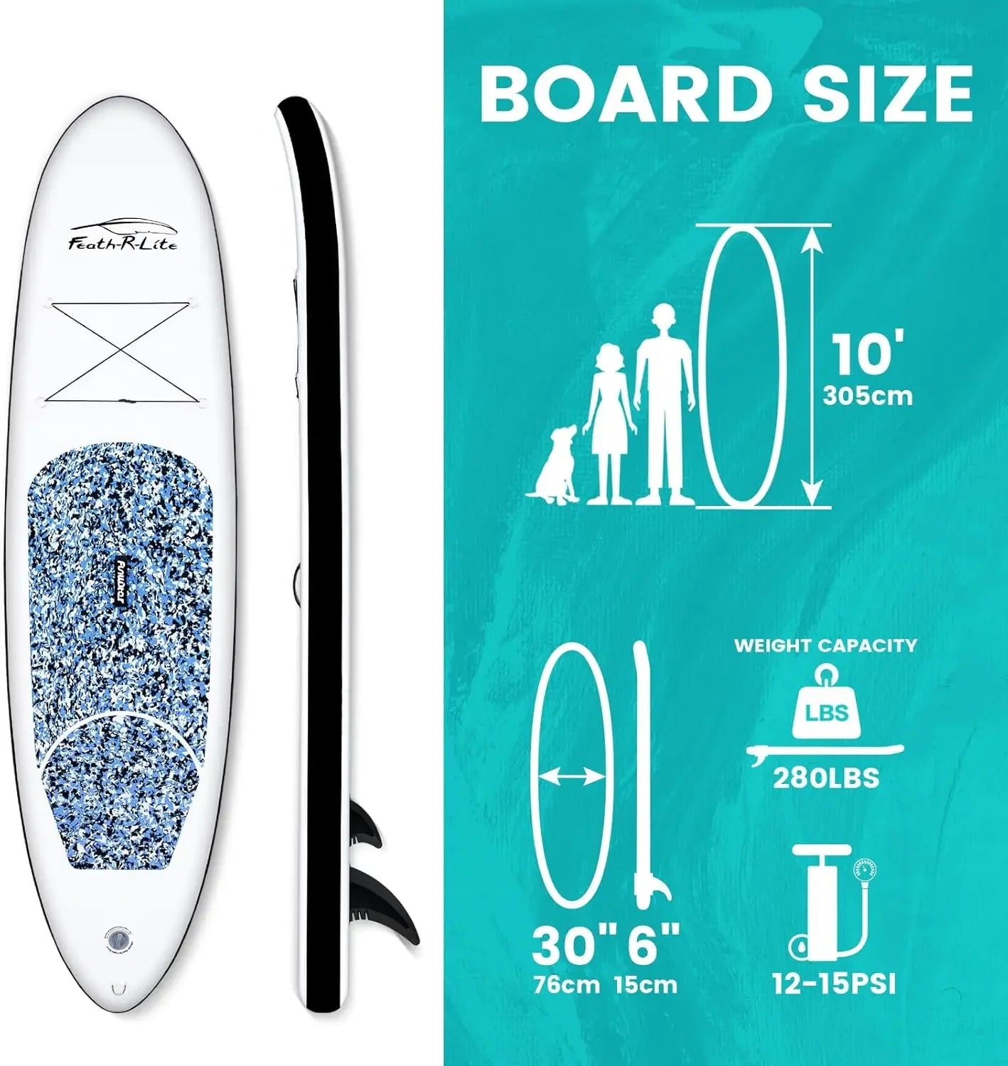 Inflatable Stand Up Paddle Board 10 Ft 30 In 6 In Lite