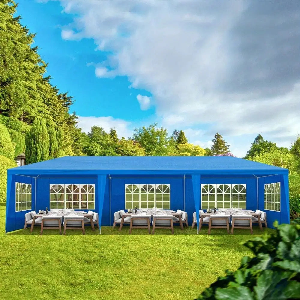 Blue 10x30 Foot Canopy Party Tent Waterproof With Eight Removable Walls - Get Outside Today 25