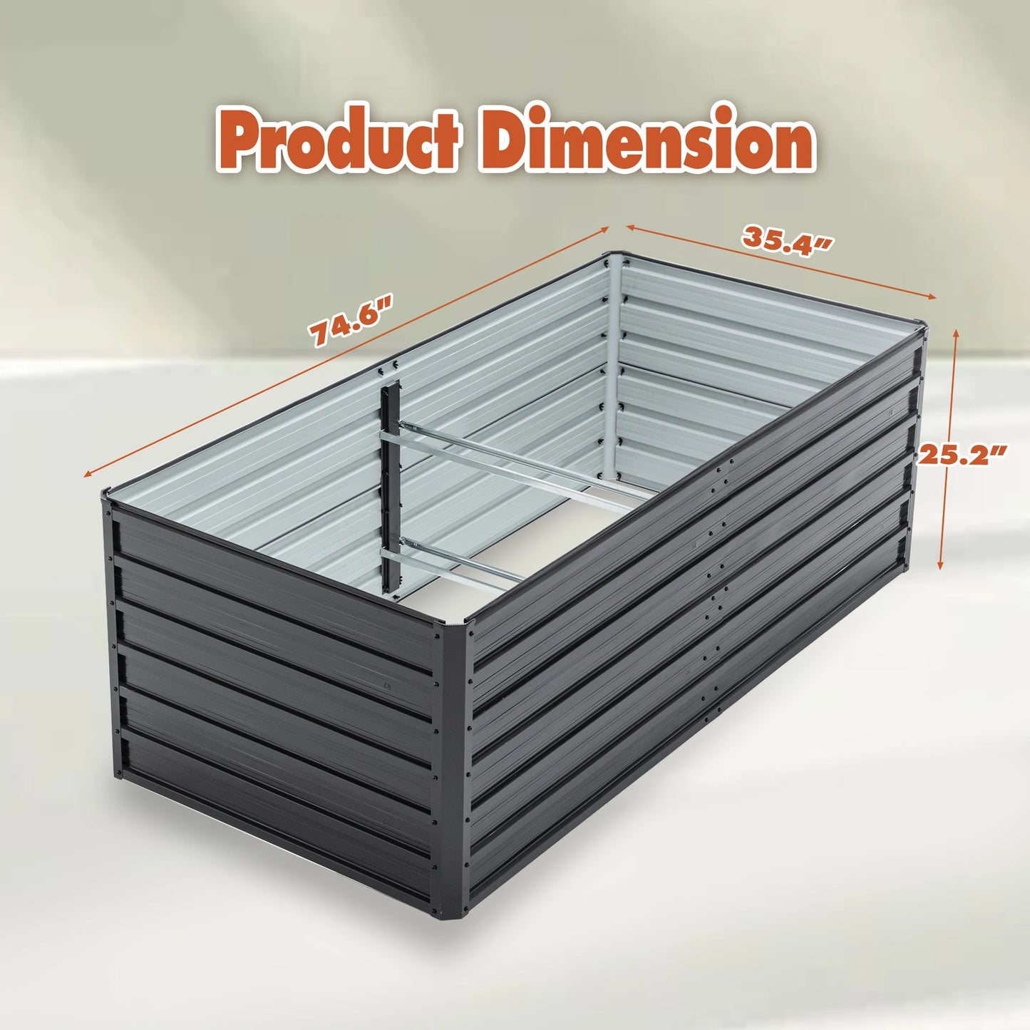 6x3x2 Feet Metal Raised Garden Bed Outdoor Reinforced Galvanized Rustproof Colored Steel Planter Boxes for Vegetables
