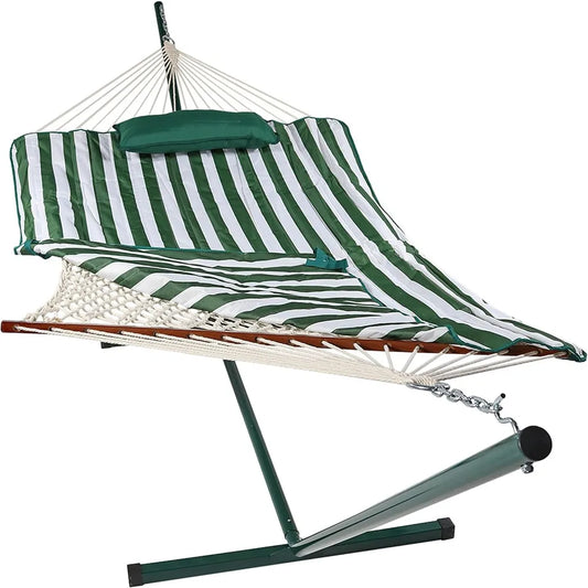 Rope hammock with standing combination - 275 lb capacity - includes 12-foot hammock stand, sling bar, cushion and pillow - Get Outside Today 25